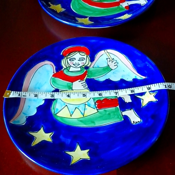 Cobalt Blue Italian Christmas Angel Musicians Plates - Picture 6 of 6